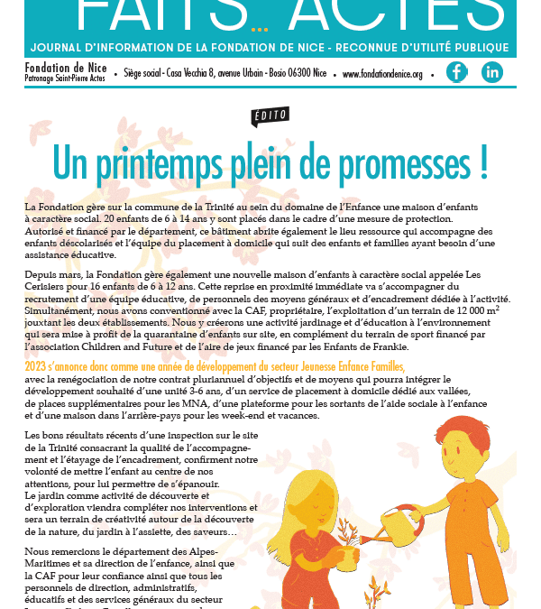 Nouvelle formule pour le journal de la Fondation de Nice !